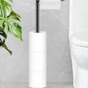 Toilet Paper Holder Stand, Bathroom Toilet Paper Stand with Shelf Hold 4 Paper Rolls, Free Standing Toilet Roll Storage Holder with Reserve, Black, Housen Solutions