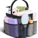 Mesh Shower Caddy Portable for College Dorm Room Essentials, 8-Pocket Large Capacity Shower Bag for Beach, Swimming, Gym (All Black)