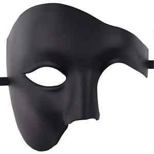 KEFAN Mens Mask Masquerade Mask Phantom of The Opera Half Face Mask (Black)