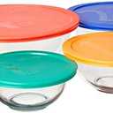 Pyrex Smart Essentials Glass Bowls with Plastic Lids, 8-Piece Set