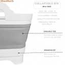 MontNorth Collapsible Wash Basin 9L, Foldable Dish Tub with Drain Plug, Portable Collapsible Dish Basin, Camping Sink for Washing Dishes, Laundry & Kitchen Use, Gray