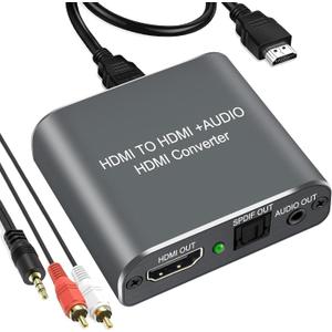 HDMI Audio Extractor 4K HDMI to Optical SPDIF 3.5mm AUX Jack Stereo Audio Adapter Converter Support HDCP1.4 3D Compatable for PS4/Roku/Bul-Ray(NOT Support ARC)