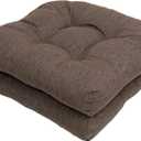 Outdoor Chair Cushions, Outdoor Cushions, Patio Chair Cushions, Indoor Full-Length Ties for Non-Slip Support, Premium Comfortable Thick Fiber, Set of 2 (Brown, 19 x19 Inch)