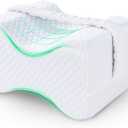 Knee Pillow for Side Sleepers - Between Legs Pillow for Side Sleeping, Back & Sciatica Pain Relief, Joints & Hip, Charcoal Memory Foam Leg Cushion, with Straps & Removable Cover (White) (Standard)