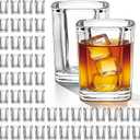 Flrolove 48 Pack Shot Glasses Bulk, 2.2 oz Clear Heavy Base Shot Glass, Whiskey Shot Glasses for Christmas Gift, Mini Square Shot Glass Set for Tequila, Vodka, Spirits & Liquors, Cocktail, Whiskey