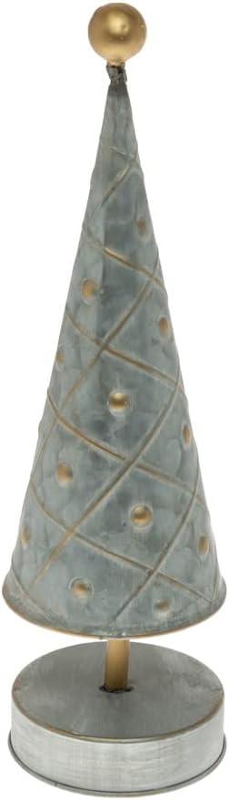 Boston International Christmas Winter Holiday Tabletop Tree Decoration, Small, Silver Metal with Gold Dots