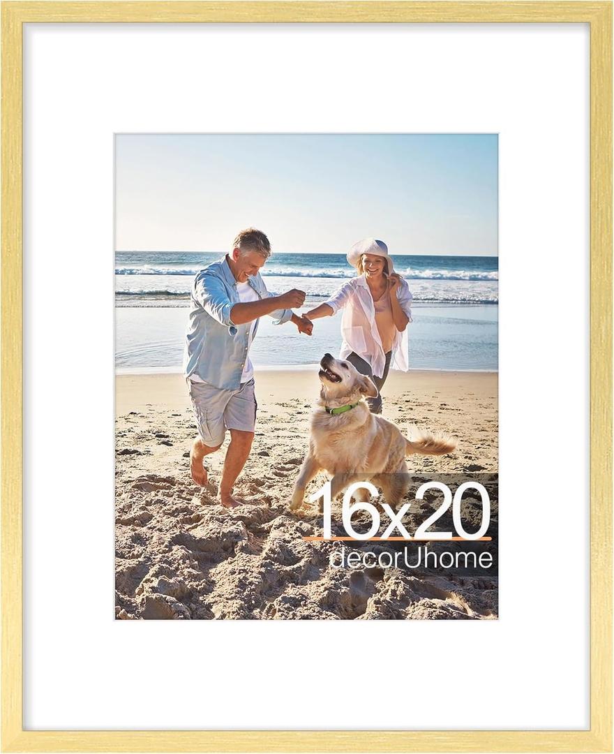 decorUhome 16x20 Picture Frame Fits 11x14 Photos with Mat, Gold