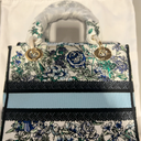 Christian Dior Canvas Embroidered Print Small 9" Lady D-Lite Blue Multicolor 1423720, (NOT GENUINE DIOR)