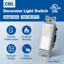 (50 Pack) CML Decorator Wall Light Switch, Single Pole Switch, 15A 120/277V, White