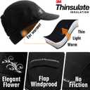 EZPACE Fleece Ponytail Hat for Women with 3M Thinsulate Ear Warmer Running Gear Winter Cold Weather (Black)