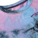 Avanova Tie Dye Shirt Women Ripped Short Sleeve Crop Tops Distressed Cropped T Shirts for Concert Halloween Goth Rock (L)
