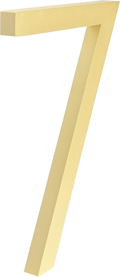 HASWARE Floating House Number 6 inch Stylish Door Numbers Alphabet Plaque Street Home Address Numerals (Golden, 7)