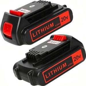 20v Lithium Battery Replacement: 4.0ah Compatible with Black and Decker LBXR20 LBXR2020 LBXR2520 LB2XR20 - Extended Runtime for Cordless Power Tools Drill 2 Pack