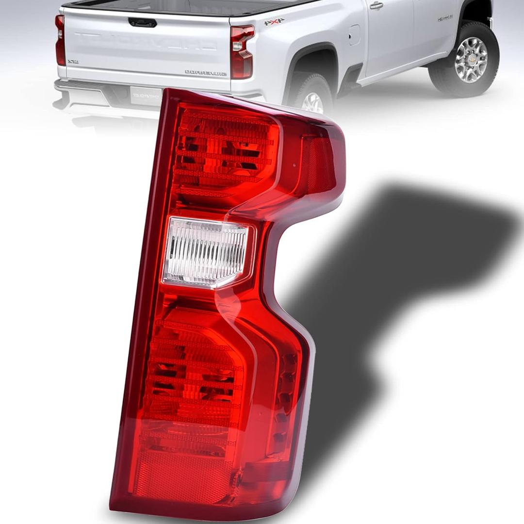 Nakuuly Tail Light Assembly Compatible With 2019-2024 Chevy Silverado 1500 2500HD 3500HD NON-LED Model Right Passenger Side Taillight Brake Signal Rear Lamp with Bulb and Harness(Halogen Type)