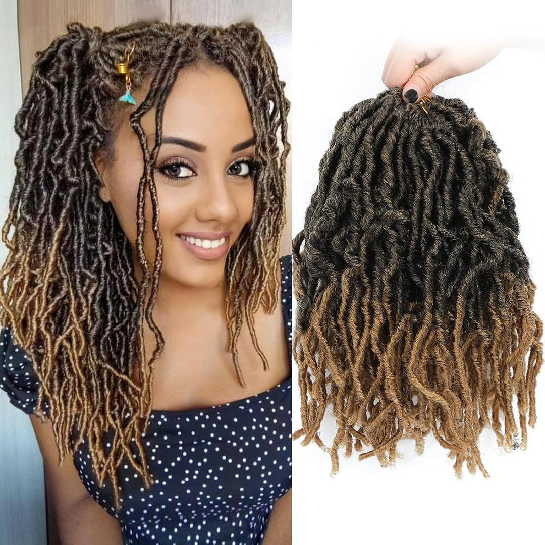 Soft Locs Crochet Hair 10 Inch 7 Packs Short Faux Locs Crochet Hair Pre Looped Crochet Locs for Black Women Butterfly Loc Hair(10inch,7packs,1B/27)