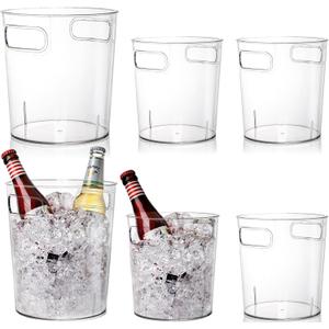Dicunoy 6 Pack Ice Bucket, Acrylic Champagne Wine Chiller Bucket for Parties, Clear Cylinder Flower Vase with Handle for Home, Bar, Beer, Champagne Bottles, 2 and 3 Liter