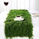 Zeyune 2 Pcs Fake Moss Table Runner for Crafts 12'' x 71'' Artificial Moss Sheet Roll Waterproof Carpet Blanket for Wall Roof Garden Graduation Wedding Birthday Party Table Decoration (Green)
