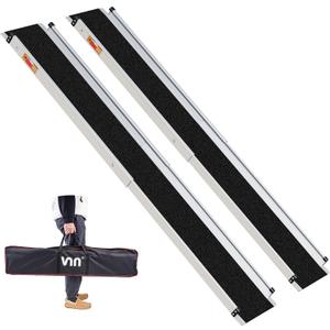 VNN Adjustable Wheelchair Ramp, 4-7 FT Portable Wheelchair Ramp for Home Step, Door Threshold Wheelchair Ramps for Home, Non-Slip Aluminum Scooter Ramp for Car, Doorways, Curbs, Stairs (4 to 7 FT)