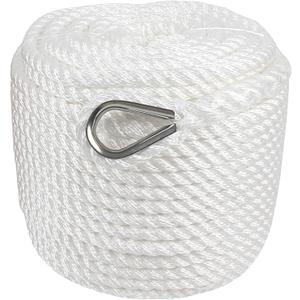 Anchor Rope 300 ft x 1/2 inch Polypropylene 3 Strand Twisted Anchor Line for Boat/Sailboat/Mooring/Pull Lines, Boat Anchor Rope with Thimble, 5850LB Breaking Strain