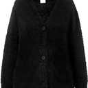 Women's Stylish Fuzzy Cardigan - Cozy and Warm (Black)