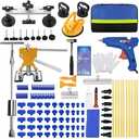 ROADGIVE 97PCS Auto Body Dent Repair Tool Kit, Paint-Friendly Dent Repair Kit with Golden Lifter, Slide Hammer T-bar Dent Puller, Bridge Puller, Suction Cup and Glue Gun for Car Dent Remove Tools Kit