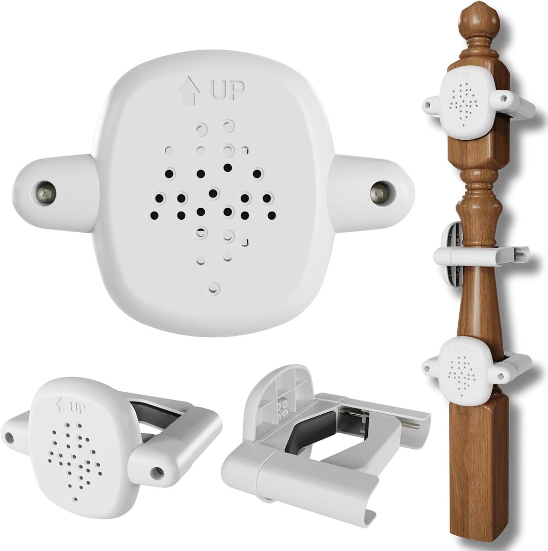 Upgrade 2 Pcs Baby Gate Banister Adapter  No-Drill Stair Railing Mount Kit, Fits 23.5 Round/Square Posts, Compatible with Baby & Pet Safety Gates,White