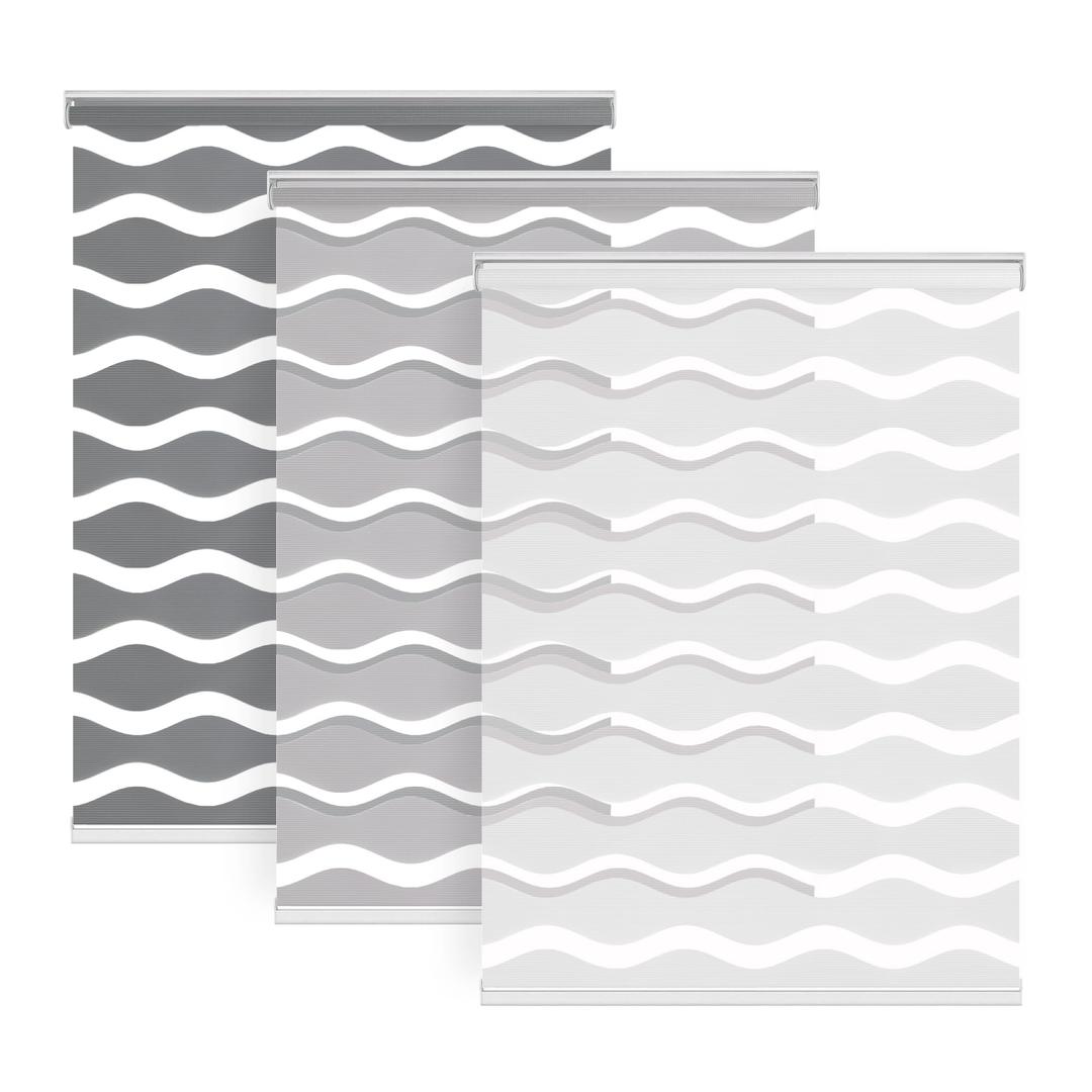 LazBlinds No Drill Cordless Zebra Blinds, 30" W x 72" H, Grey