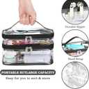 HAOGUAGUA Double Layer Clear Cosmetic Bag Makeup Bag, Waterproof Travel Toiletry Bag, Transparent PVC Pouch Organizer (Black-large)