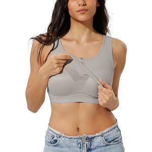 ZeroBound Built in Shelf Bra Crop Tank Tops for Women Scoop Neck Henley Button Sleeveless Shirts Casual Basic Tee Shirt Outfits Going Out (Grey, S)