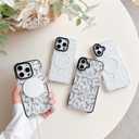 Compatible with iPhone 17 Case [Compatible with MagSafe] Clear Floral Cute Black Flowers for Women Girls Soft Silicone Shockproof for iPhone 17 Case-Black