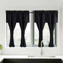 NICETOWN Black Blackout Curtains with Attached Valance, Solid Room Darkening Window Treatment Drapes/Draperies for Bedroom (2 PCs, 52 inches Wide by 45 inches Long)