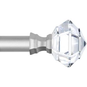 TONIAL Curtain Rods 32 to 58 Inch(2.6-4.8ft), Telescoping Splicing 3/4 Single Rods for Windows 20 to 53 Inch(1.7-4.4ft) Decorative Drapery Rod with Acrylic Diamond Finial, Nickel