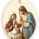 2 x Nativity Ornaments for Christmas Tree - Jesus Christmas Ornaments - Ceramic Ornament Nativity Scene - Holy Family Christian - Decorations Religious Gifts (Nativity)