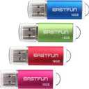 EASTFUN 4 Pack 16GB USB 2.0 Flash Drive Memory Stick Thumb Drive with LED Indicator, 4 Colors: Rose/Red/Green/Blue