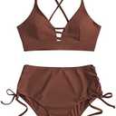ZAFUL Women High Waisted Bikini Set Two Piece Tummy Control Wrap Swimsuit Lace Up Bathing Suit.M