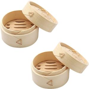 Natural Bamboo Shampoo Bar Holder with Lid Round Soap Dish Handmade Soap Case for Bathroom Shower Kitchen (10cm,2PCS)