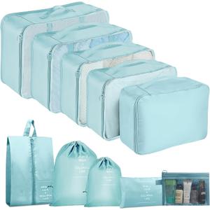 Packing Cubes for Travel - 10 Set Luggage Organizer Bags for Family, Mesh Breathable Travel Packing Cubes for Suitcases Durable Essentials Bags Set