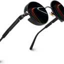 CGID Retro Steampunk Round Polarized Sunglasses Men Womens Metal Circle Frame UV400 Protection E72 (Black Frame / Grey Lens)