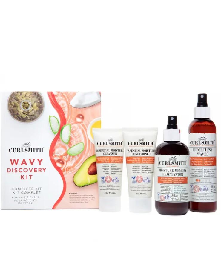 The Curlsmith Wavy Discovery Kit is a curated four-step hair care system specifically designed for Type 2 wavy hair. It focuses on providing lightweight hydration and definition without weighing hair down or leaving a "crunchy" residue.