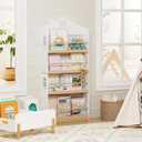 UTEX Kids Bookshelf Wall Mounted, 4-Tier Book Shelf Organizer, Tall Wooden Children's Bookcase, Storage Book Rack for Kids Room, Nursery, Bedroom, Living Room, White, 23.6"W X 5.8"D X 51.3"H