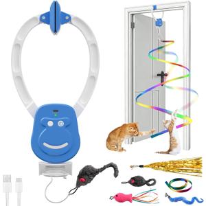 Automatic Flying Interactive Cat Toy for Indoor Cats - Safe Chase & Exercise Stimulation for Bored Kittens, Adults & Multi-Cat Homes (Blue)