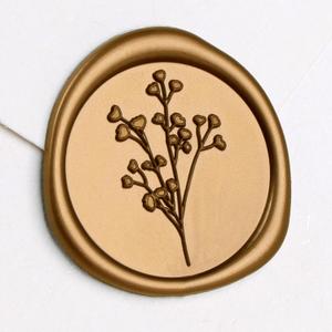 UNIQOOO Wax Seal Stickers - Babys Breath Wedding Invitation Envelope Seal Stickers, Botanical 50 Pcs Self- Adhesive Antique Gold Stickers, Perfect for Invitation, Gift Wrapping, Crafts (Antique Gold)