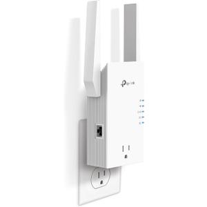 TP-Link RE765X AX3000 WiFi 6 Range Extender w/Smart Plug Integrated Passthrough | Dual-Band Wireless Repeater w/Ethernet Port | Up to 2400 Sq. Ft., 64 Devices | EasyMesh Compatible | App Setup