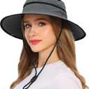 Wide Brim Sun Hat for Women and Men UPF 50+ Packable Mesh Beach Bucket Hats (One Size, Gray)
