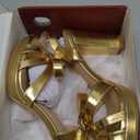 MERUMOTE Women's Open Toe Chunky High Heels Ankle Strap Platform Pump Shoes Buckle Party Sandals (9, Gold Matte)