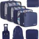 BAGAIL 8 Set Packing Cubes Luggage Packing Organizers for Travel Accessories-Indigo