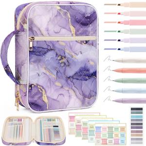 Maitys Bible Cover Case for Women, Large Bible Bags with Durable Handle, Quilted Carrying Case Organizer with Study Supplies Accessories, Christian Gifts for Girls