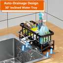 Kitchen Sink Organizer Caddy, Stainless Steel Sink Sponge Holder 30°Tilt Self-Drainage,Sponge Rack with Dish Brush Holder,Soap Dispenser for Kitchen Countertop Storage,9.1x4.1x3.5 Inch