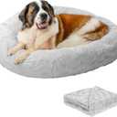 Best Friends by Sheri Bundle Set The Original Calming Lux Donut Cuddler Cat and Dog Bed + Pet Throw Blanket, Gray, Extra Large, 45x45