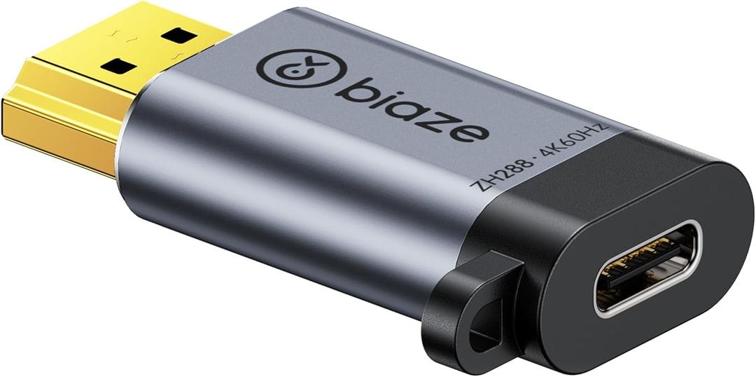 USB C Female to HDMI Male Adapter, 4K@60Hz HDMI Converter for Type-C/Thunderbolt 3 Devices, Connect Tablets/Laptops to HDMI Displays, Plug and Play, Compact Design 